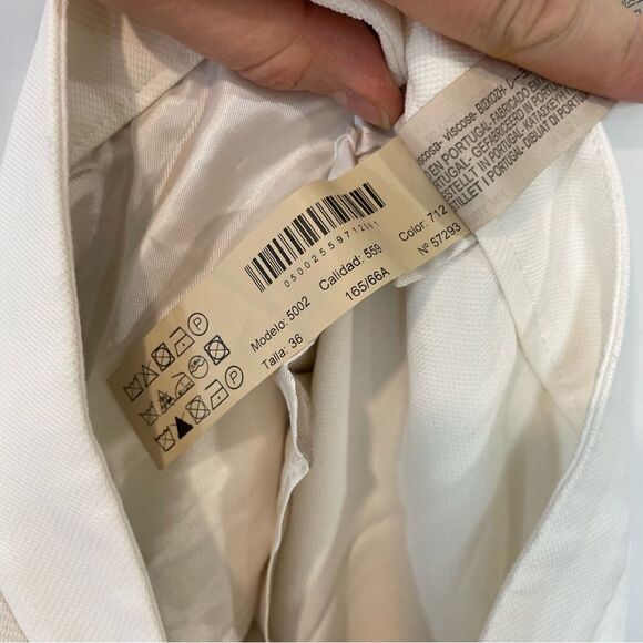 Massimo Dutti White Crisp Palazzo Wide leg High Rise Pants sz 4US - Picture 7 of 12